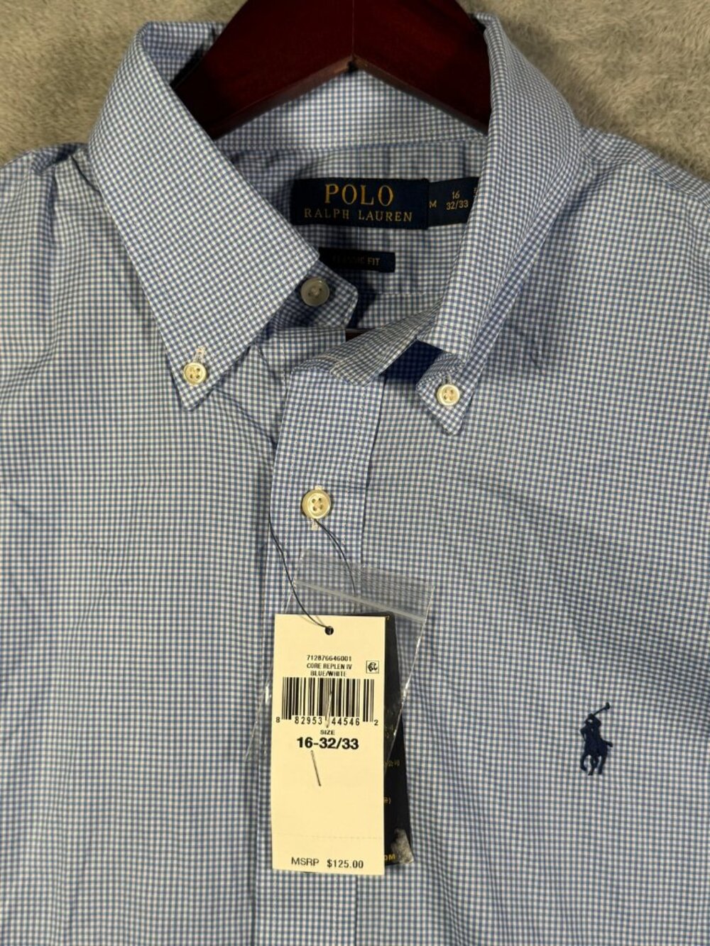 Polo Ralph Lauren Button Down Shirt Mens M Blue White Gingham Check $125